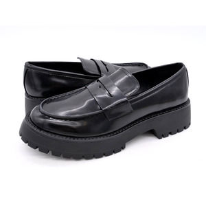 Madden Girl Shoes Womens 8.5 Black Faux Leather Platform Penny Loafer Chunky